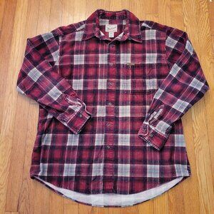 Woolrich L Wool Red Plaid Shirt Jacket Hunting Corduroy Cotton Shacket 6049‎